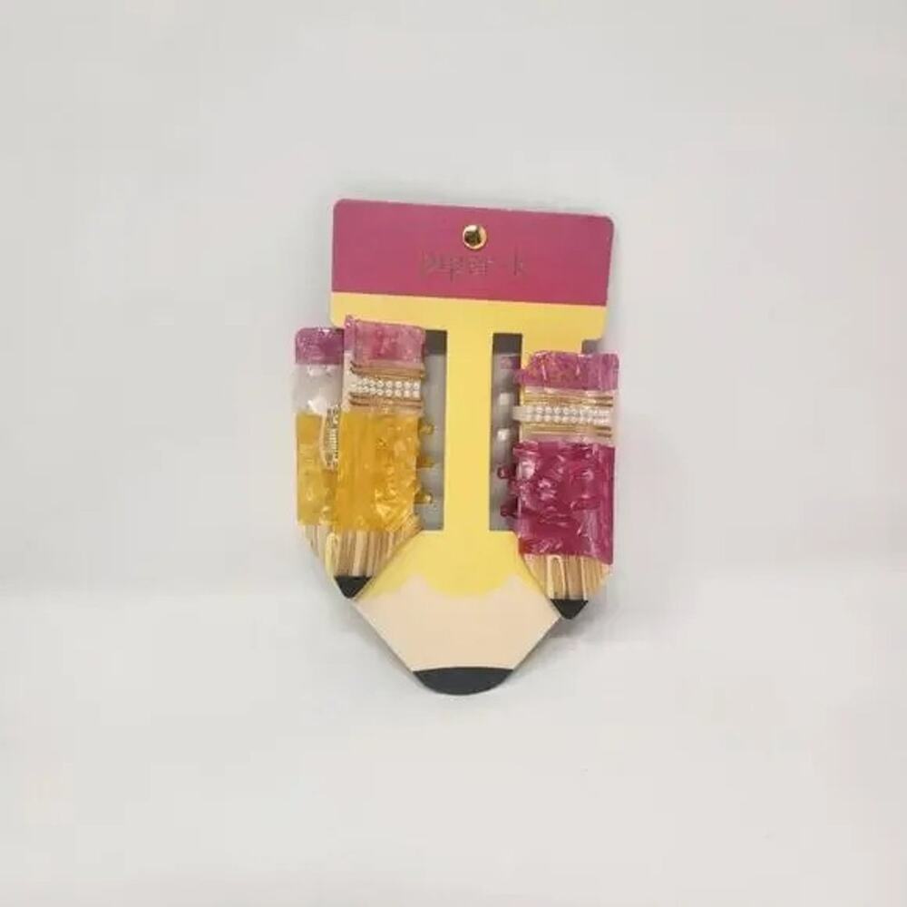 Yellow & Pink Plastic Pencil Hair Clip